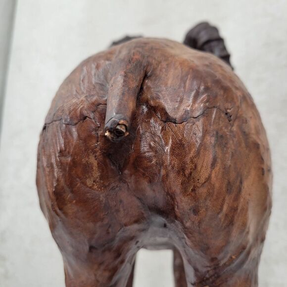 Vintage Tooled Leather Ram Sculpture Folk Art Perfect for your Cabin Lodge Ranch - Picture 14 of 15